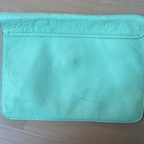 GAP Leather Envelope Clutch Bag in Icy Mint Green - Picture 6 of 6